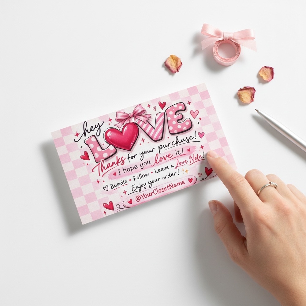 Cute Thank You Cards 50 Pack 💕 Poshmark Seller Inserts | Custom Closet Name NEW